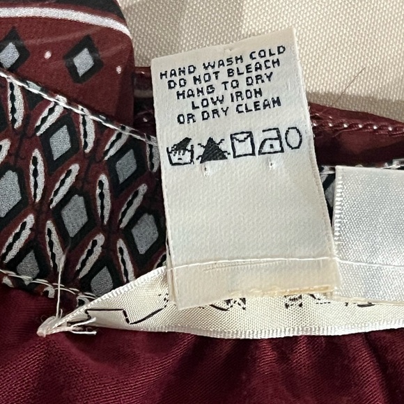 Max Studio Geometric Print Long Sleeve Chiffon Dress Burgundy & Gray Size Medium - Picture 12 of 14